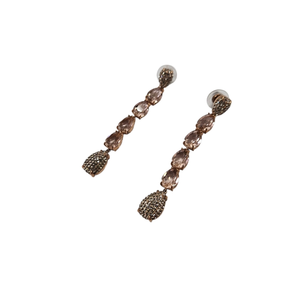Swarovski Champagne Crystal Drop Earrings – Pavé Teardrop